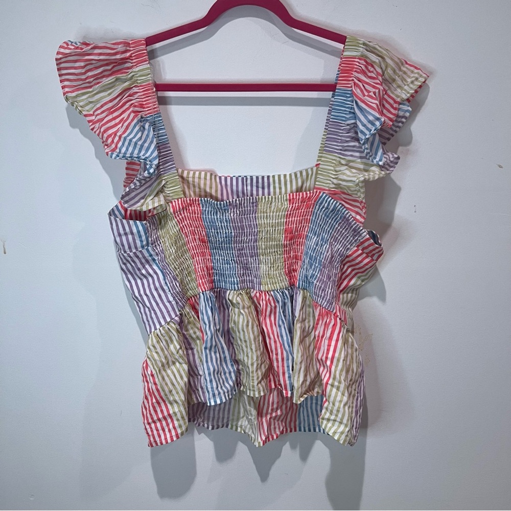 Rogue Collection Colorful Striped Ruffle Blouse - Picture 5 of 5